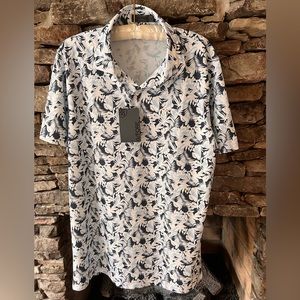 G/FORE PALM FRONDS TECH PIQUÉ SLIM FIT POLO. Size XL